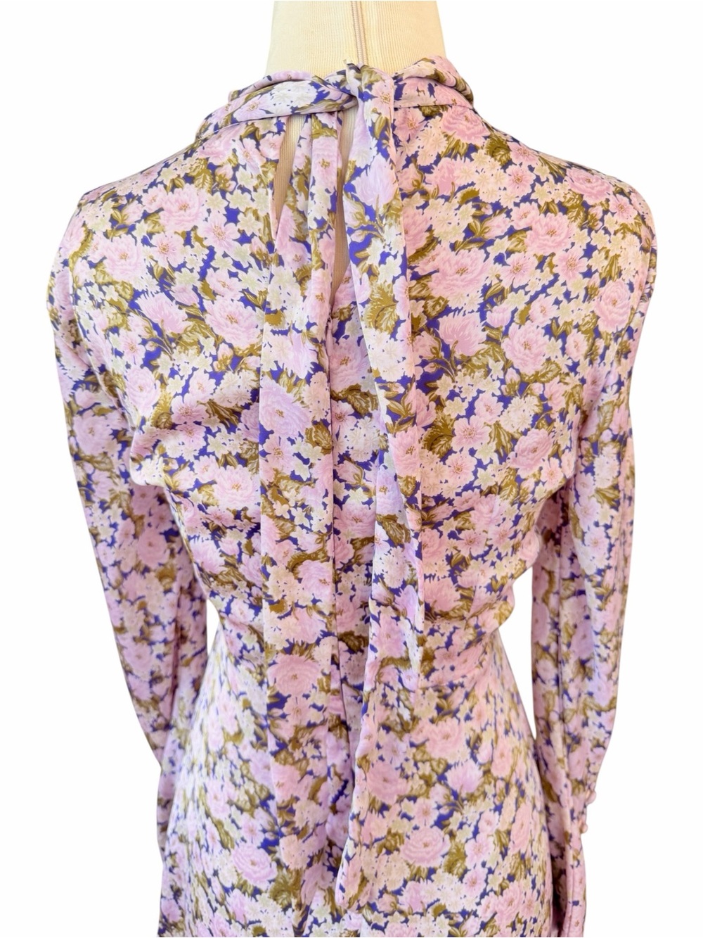 Zara Pink Floral Satin Mini Dress with Green Accents Sz XS - Picture 11 of 13
